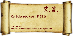 Kaldenecker Máté névjegykártya